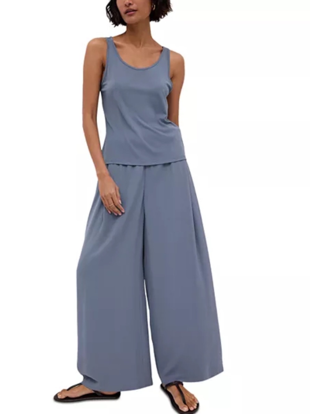 Eileen Fisher scoop neck silk georgette tank in greyish/purple Size XL